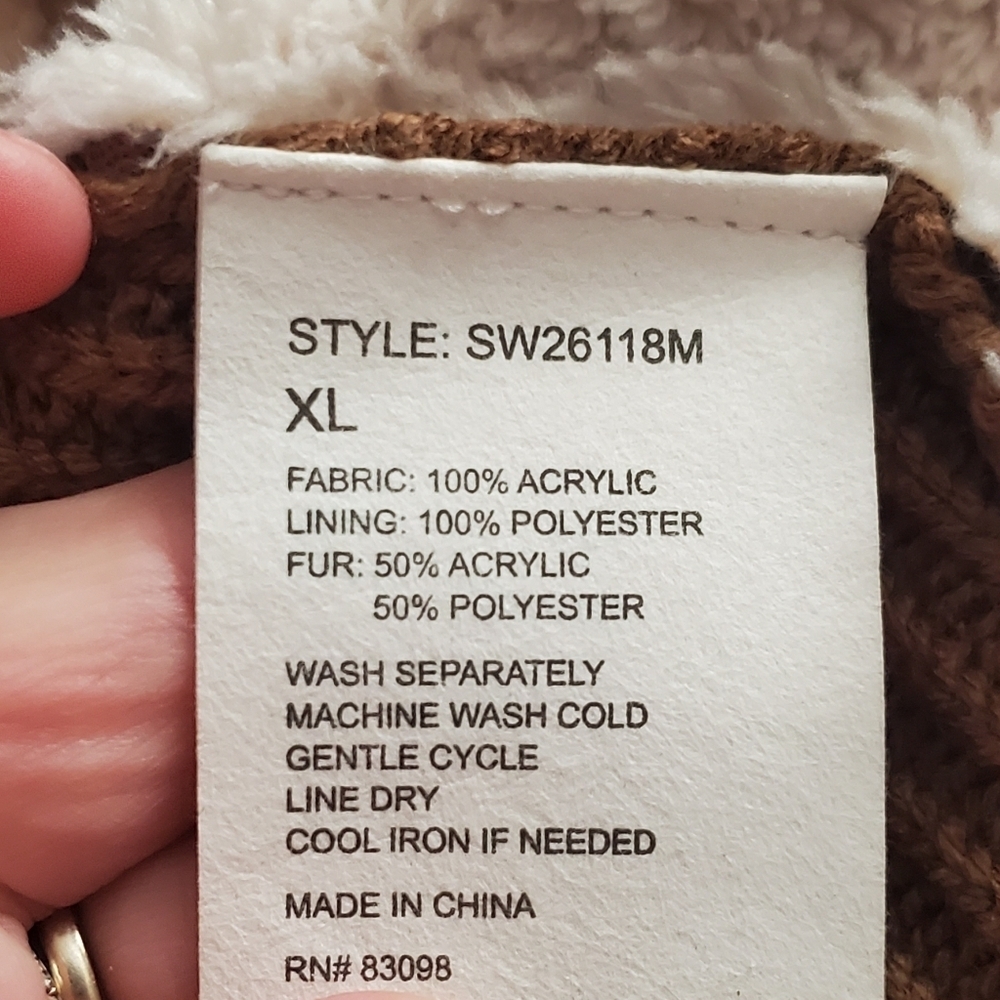Cavalini faux suede and shearling sweater jacket coat cardigan XL western - Picture 6 of 9